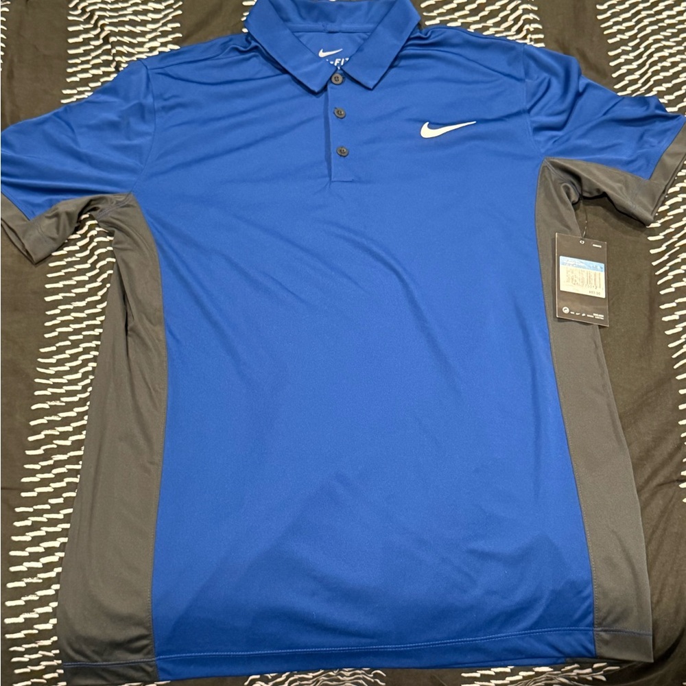 Nike Men's Blue and Gray Golf Polo Shirt